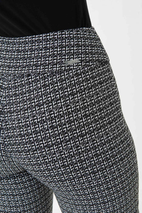 Joseph Ribkoff Black/White/Silver Houndstooth Pull-On Cropped Pants 223219 NEW