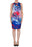 Joseph Ribkoff Style 182745 Blue/Red Geometric Print Belted Sleeveless Sheath Dress
