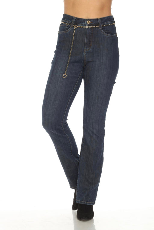 Joseph Ribkoff Style 223939 Indigo Belted Chain High Rise Bootcut Jeans