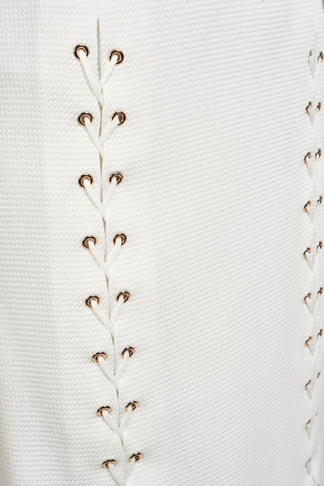 Joseph Ribkoff Ivory Textured Lace-Up Sleeveless Dress 172465 NEW