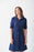 Joseph Ribkoff Navy Waist Tie Button-Down Roll-Tab Sleeve Shirt Dress 221112 NEW