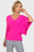 Joseph Ribkoff Style 192134 Neon Pink V-Neck 3/4 Batwing Sleeve Fitted Hem Top