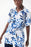 Joseph Ribkoff Vanilla/Multi Leaf Print Belted Short Sleeve Blouse 222081 NEW