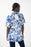 Joseph Ribkoff Vanilla/Multi Leaf Print Belted Short Sleeve Blouse 222081 NEW