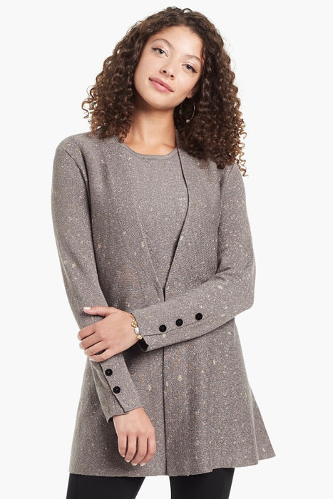 NIC+ZOE Style H201183R Grey Mix Glisten To Me Open Front Cardigan