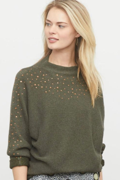 NIC+ZOE Style H201137 Rich Olive Shine For Me Dolman Sleeve Pullover Sweater