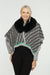OO LA LA Style M5052 Grey/Black Letter Pattern Fur Collar Cape Boho Chic