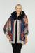 OO LA LA Style M5170 Navy Detachable Fur Collar Cape Boho Chic