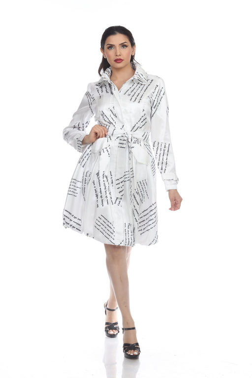 Samuel Dong Style 11665 Message White Belted Water Resistant Bubble Trench Coat